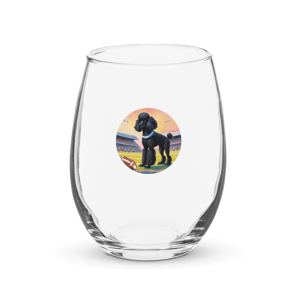 PugMug Custom Black Poodle Stemless Wine Glass