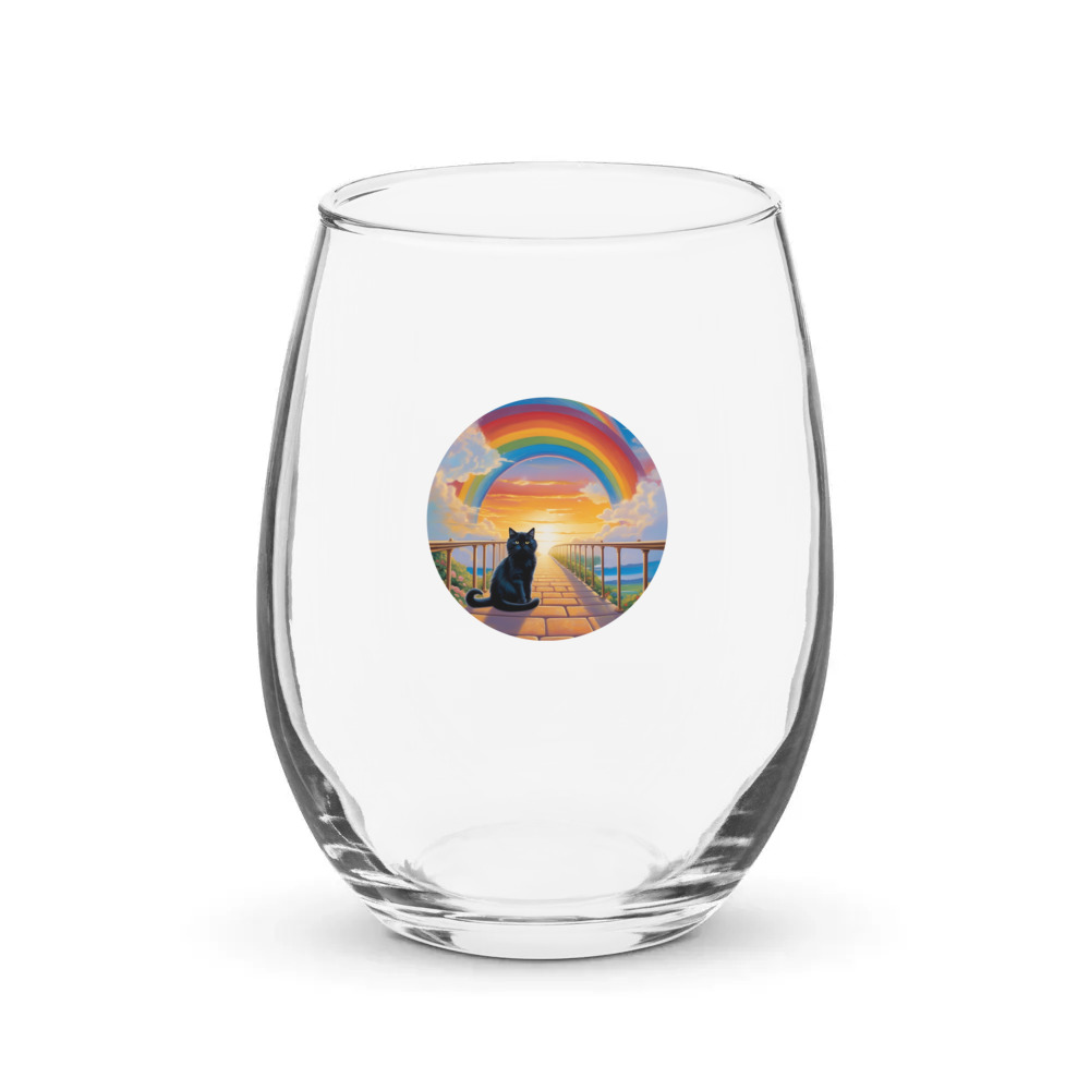 PugMug Custom Black Persian Cat Stemless Wine Glass