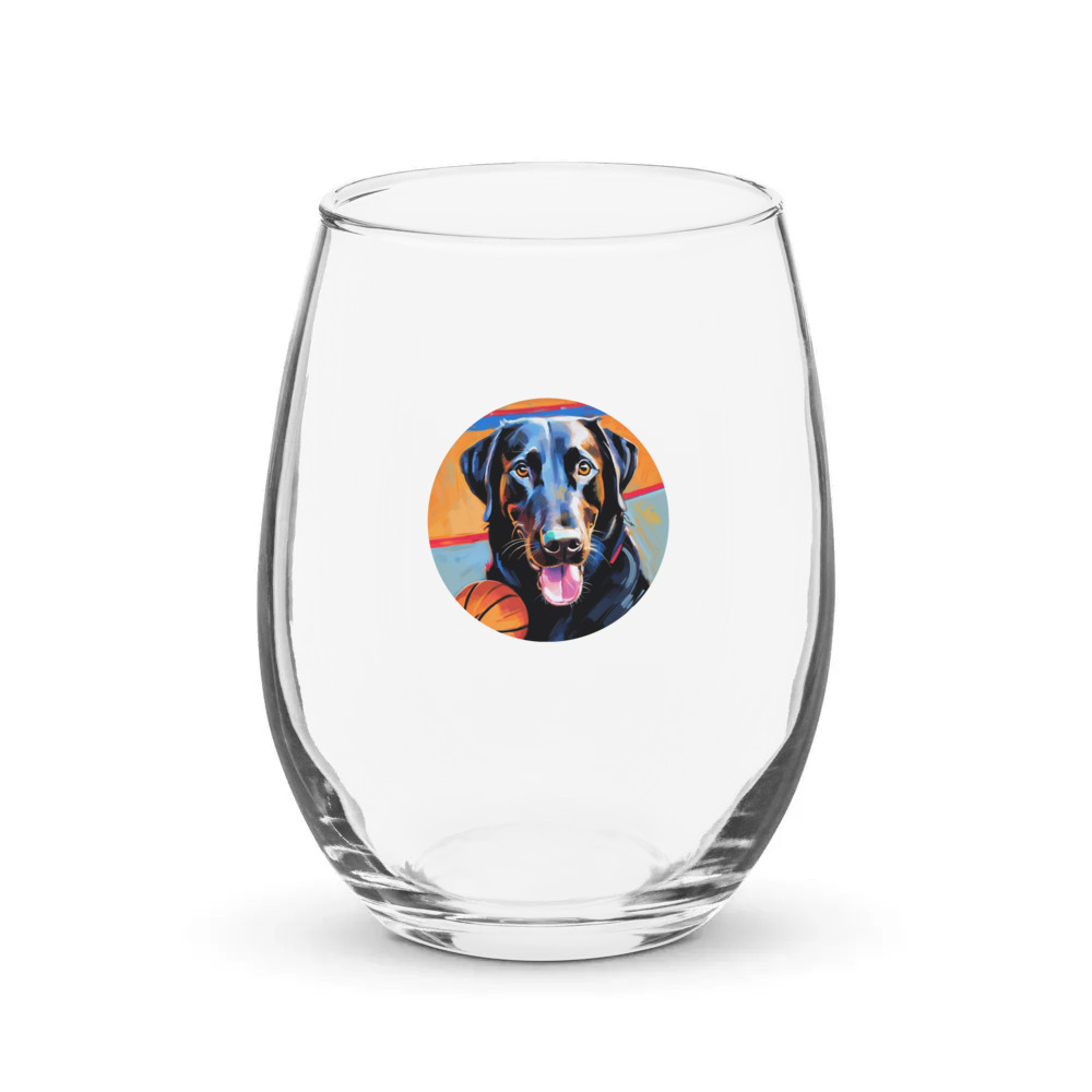 PugMug Custom Black Labrador Retriever Stemless Wine Glass