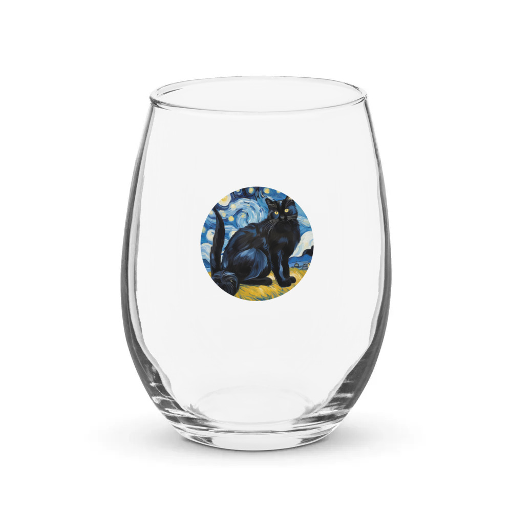 PugMug Custom Black Ragdoll Cat Stemless Wine Glass