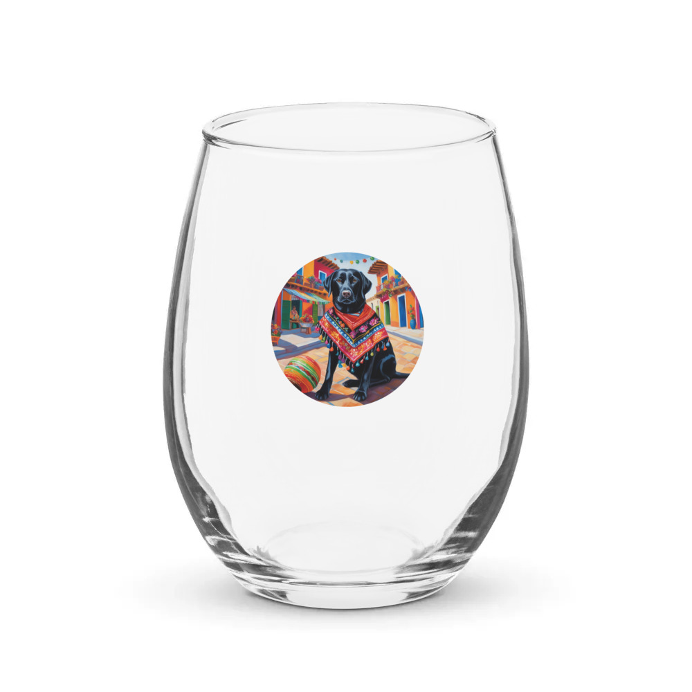 PugMug Custom Black Labrador Retriever Stemless Wine Glass