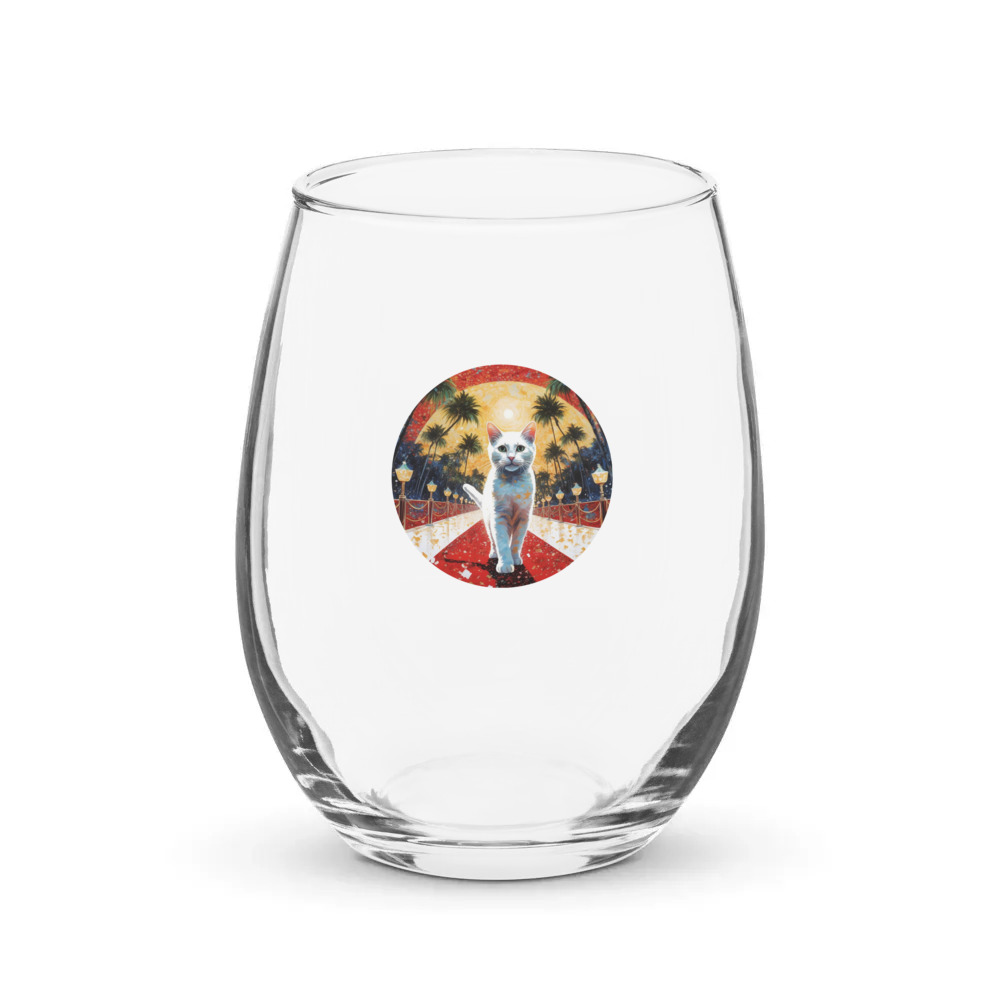 PugMug Custom White Companion Cat Stemless Wine Glass