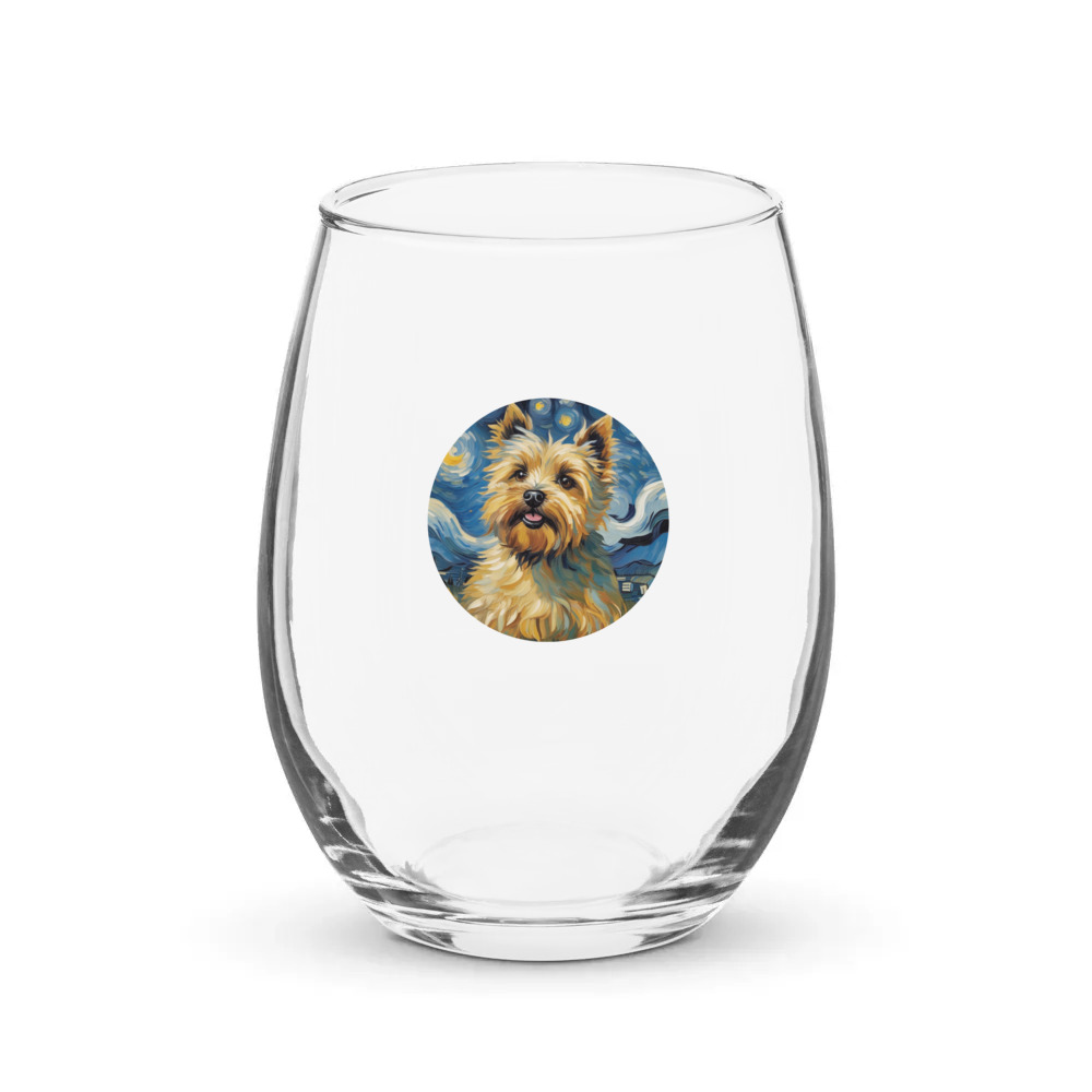 PugMug Custom Cairn Terrier Stemless Wine Glass