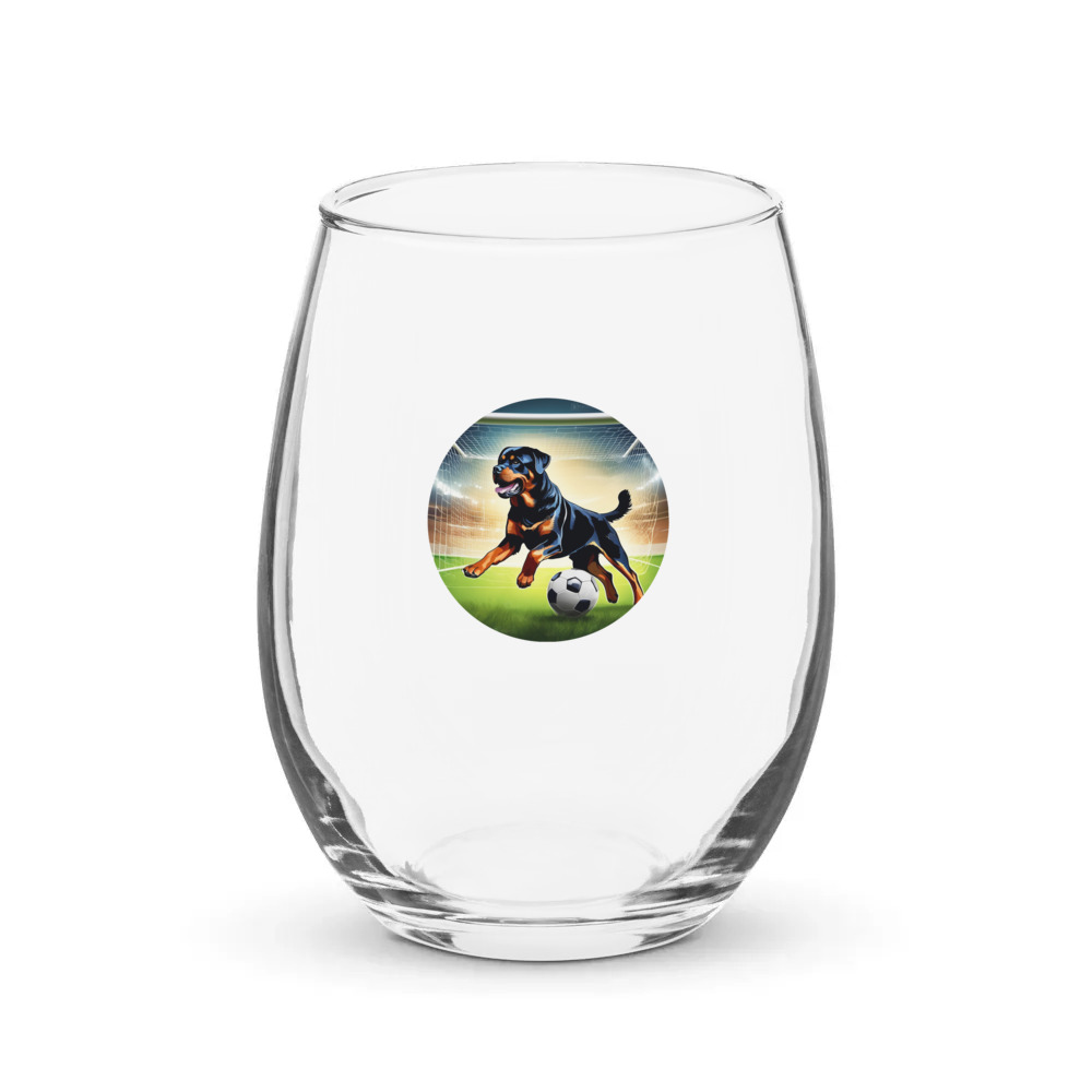 PugMug Custom Rottweiler Stemless Wine Glass
