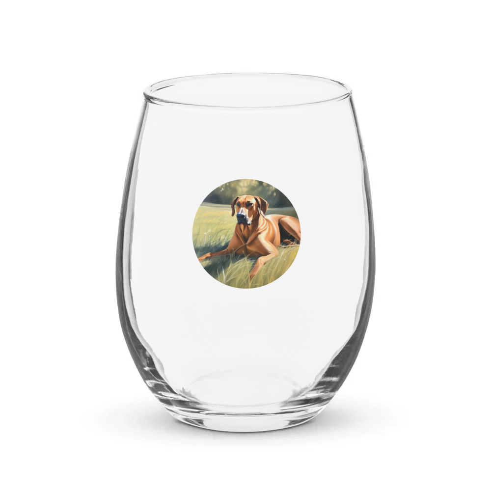 PugMug Custom Rhodesian Ridgeback Stemless Wine Glass
