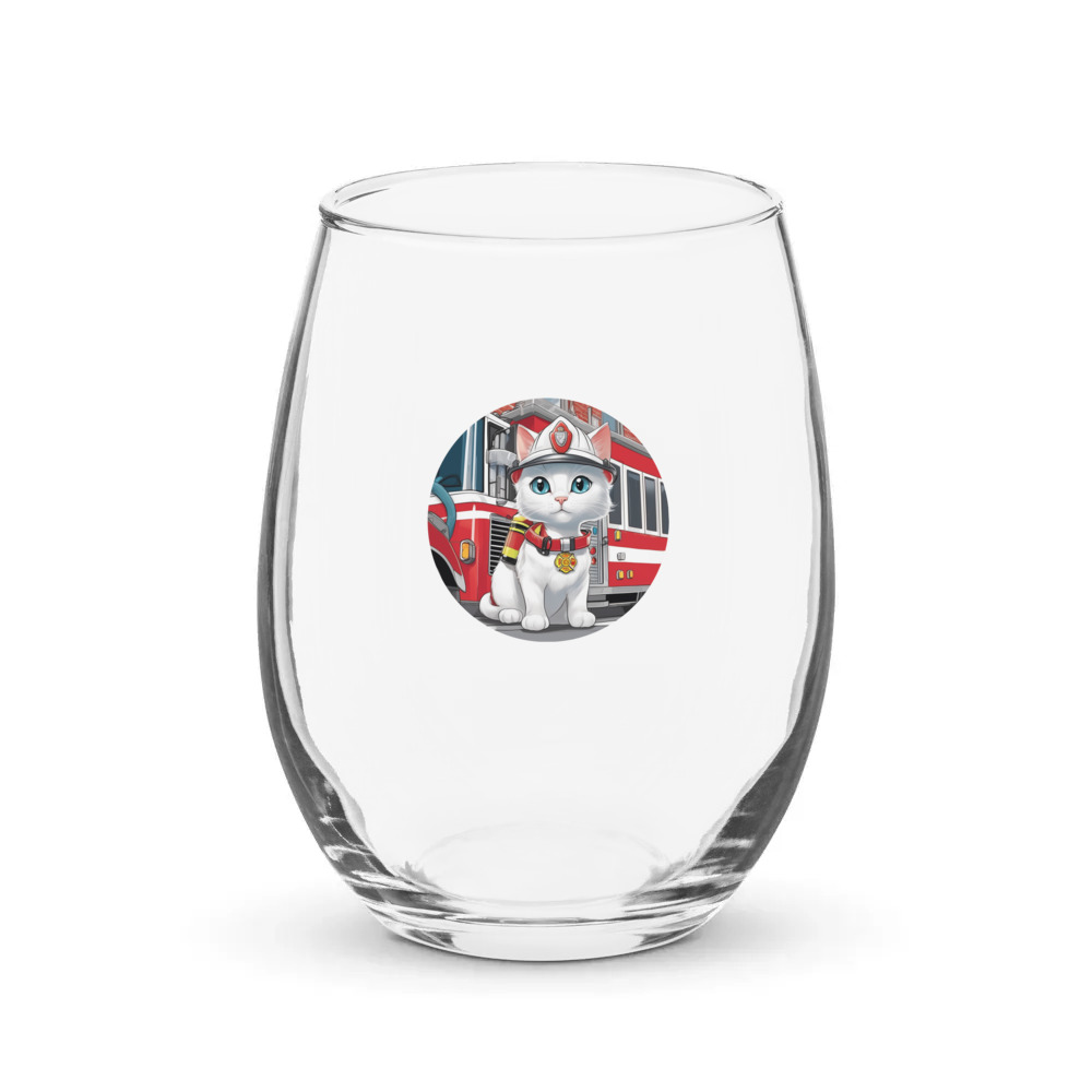 PugMug Custom White Companion Cat Stemless Wine Glass
