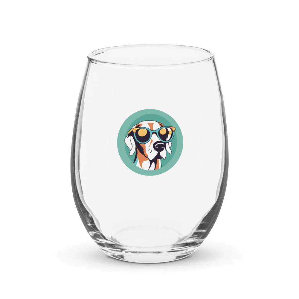 PugMug Custom Pointer Dog Stemless Wine Glass