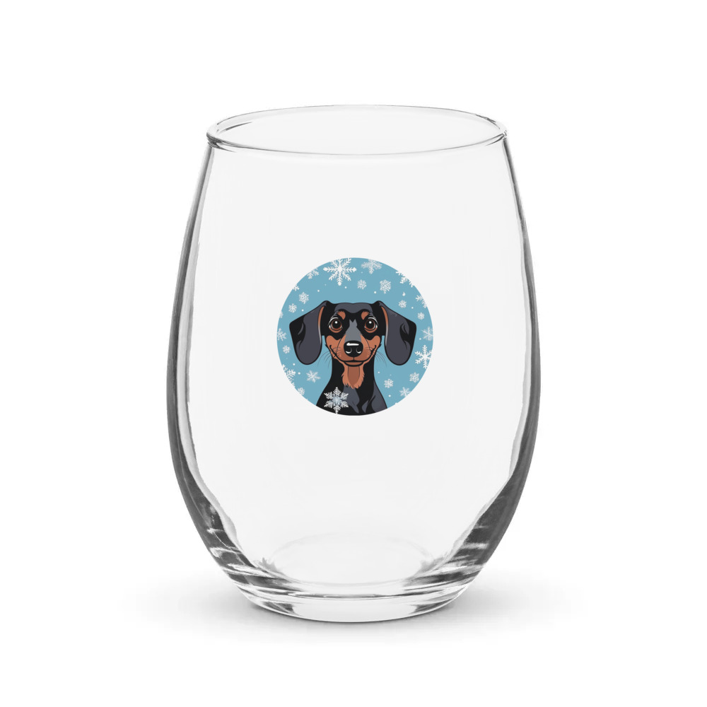 PugMug Custom Black Dachshund Stemless Wine Glass