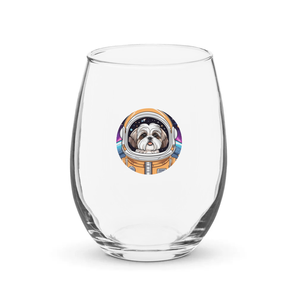 PugMug Custom Shih Tzu Stemless Wine Glass