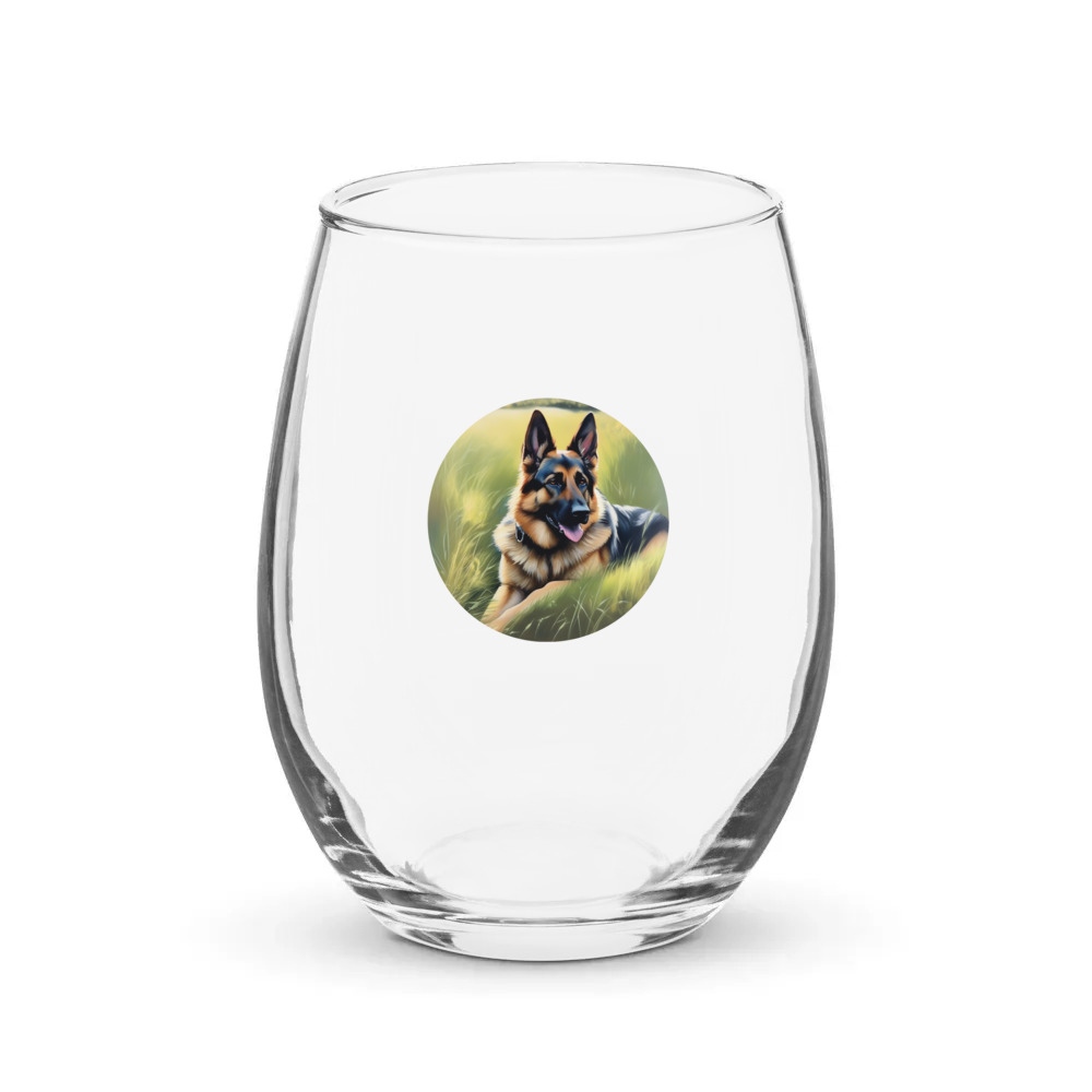 PugMug Custom German Shepherd Dog Stemless Wine Glass