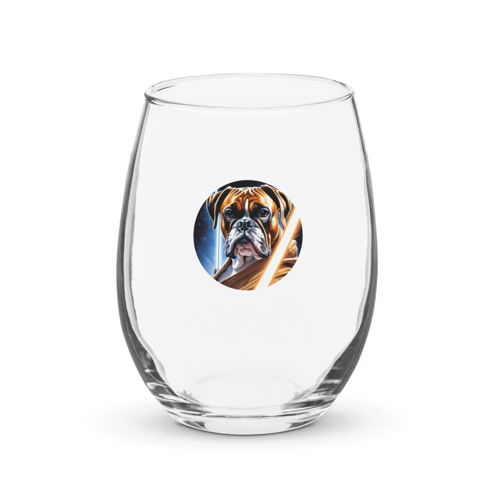 PugMug Custom Boxer Dog Stemless Wine Glass