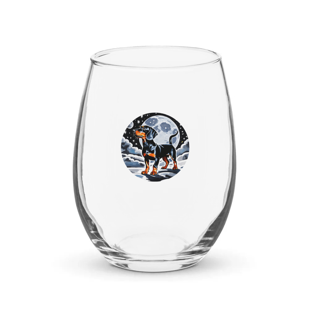 PugMug Custom Black Dachshund Stemless Wine Glass