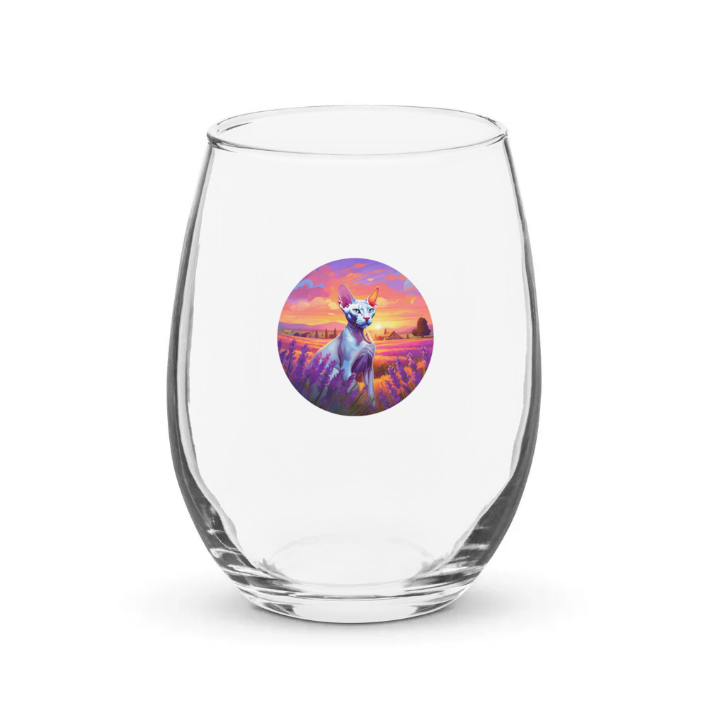 PugMug Custom White Sphynx Cat Stemless Wine Glass