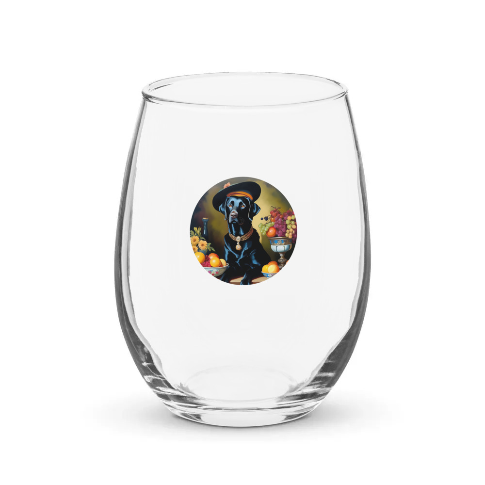 PugMug Custom Black Labrador Retriever Stemless Wine Glass