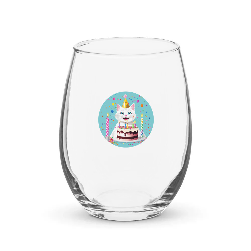 PugMug Custom White Companion Cat Stemless Wine Glass