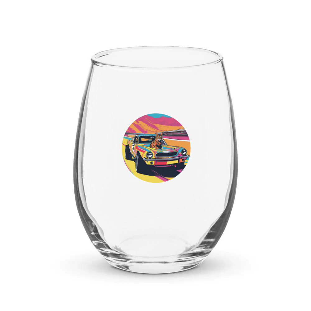 PugMug Custom Tabby Abyssinian Cat Stemless Wine Glass
