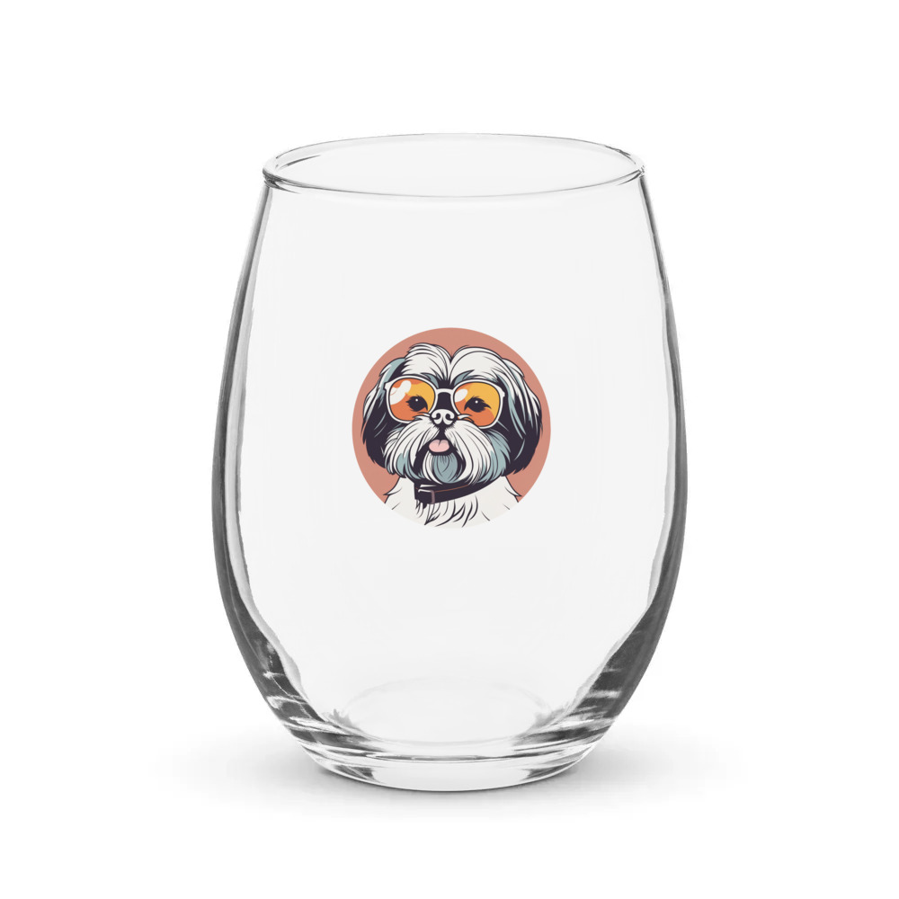 PugMug Custom Shih Tzu Stemless Wine Glass