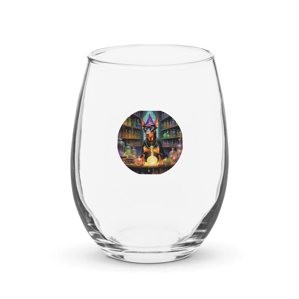 PugMug Custom Doberman Pinscher Stemless Wine Glass