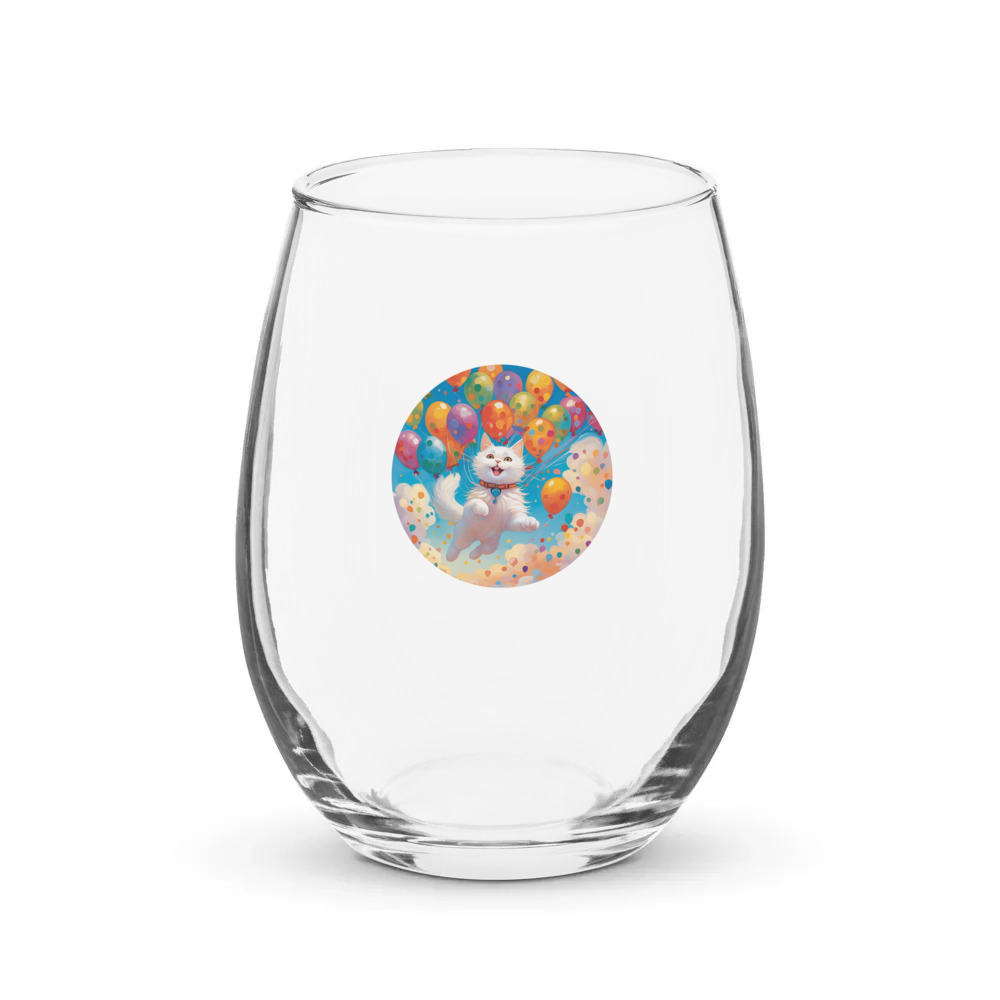 PugMug Custom White Companion Cat Stemless Wine Glass