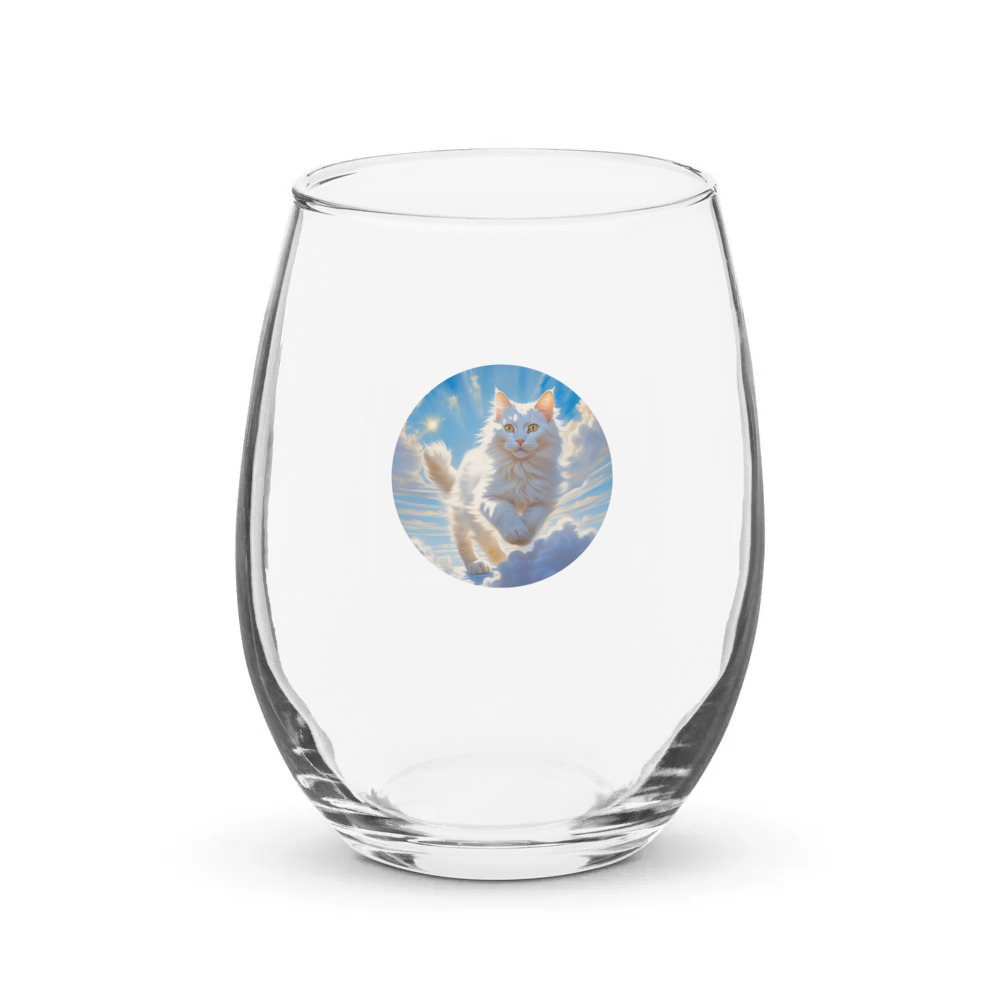 PugMug Custom White Companion Cat Stemless Wine Glass