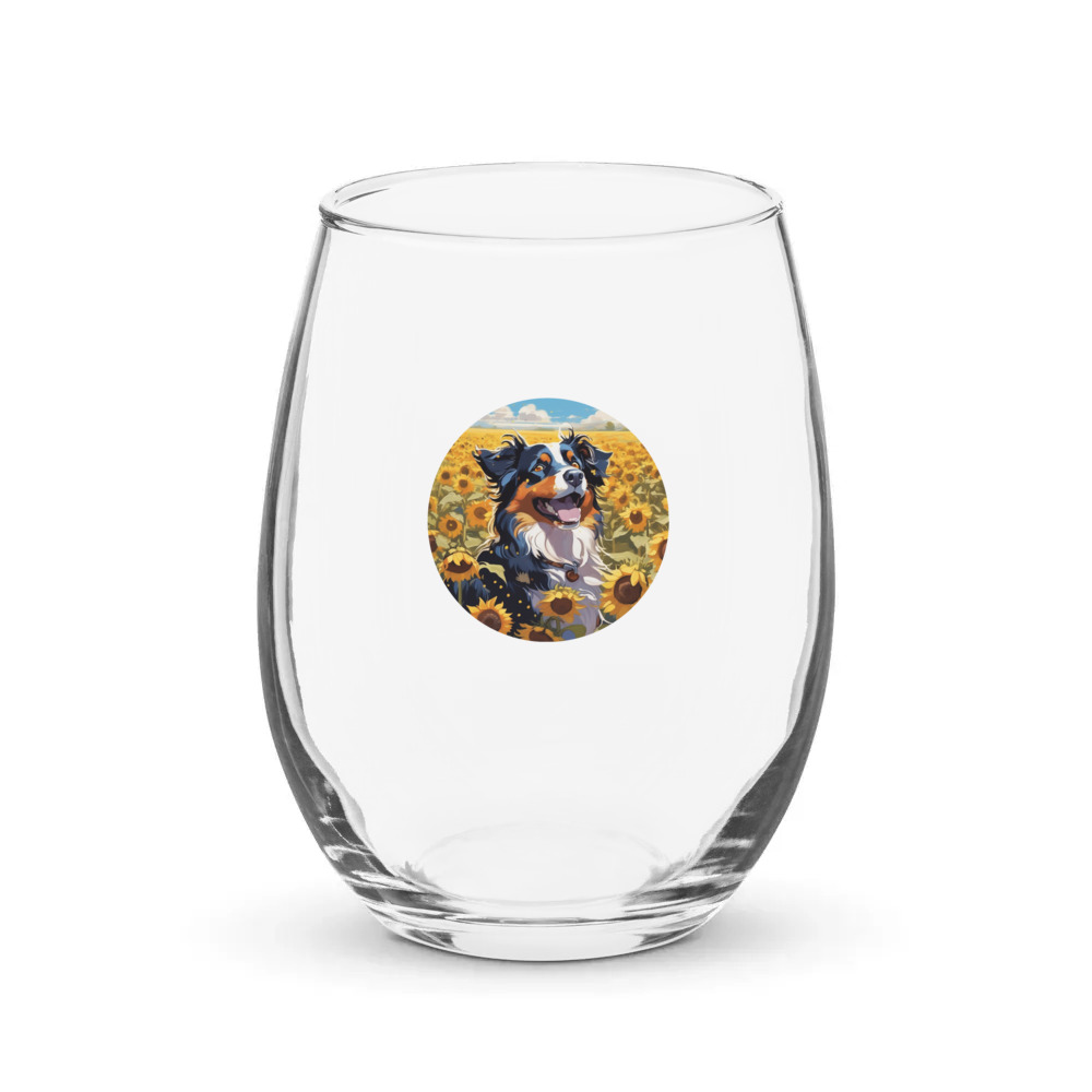 PugMug Custom Miniature American Shepherd Stemless Wine Glass