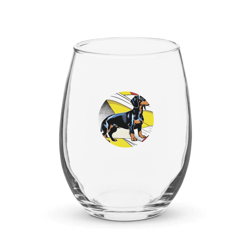 PugMug Custom Black Dachshund Stemless Wine Glass
