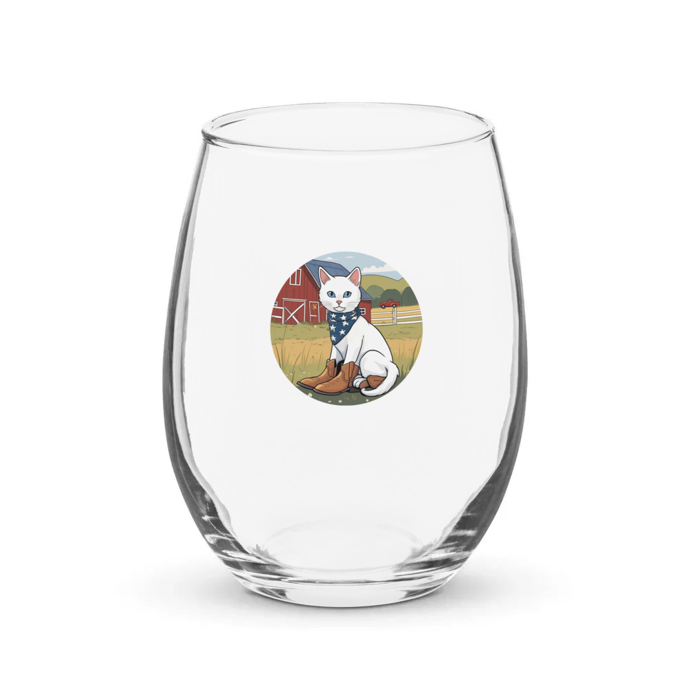 PugMug Custom White Companion Cat Stemless Wine Glass