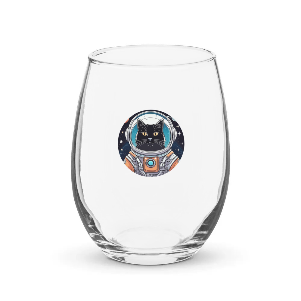 PugMug Custom Black Companion Cat Stemless Wine Glass