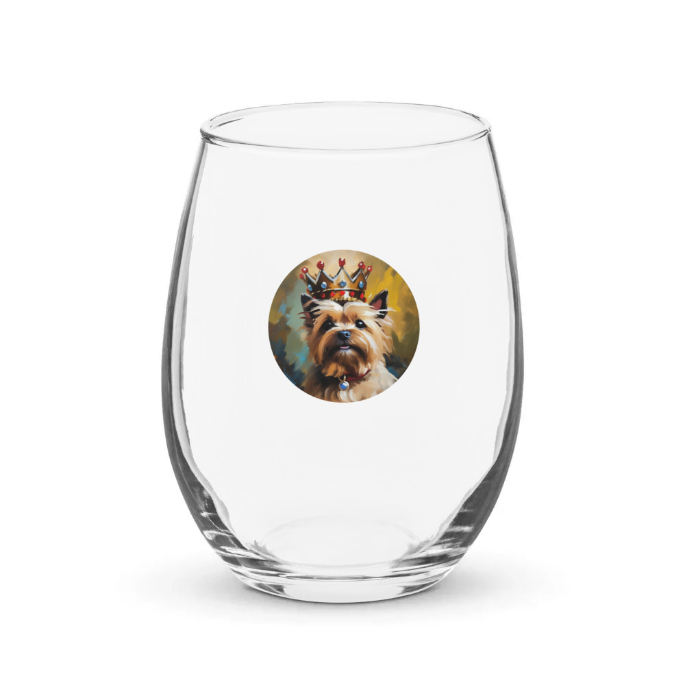 PugMug Custom Cairn Terrier Stemless Wine Glass