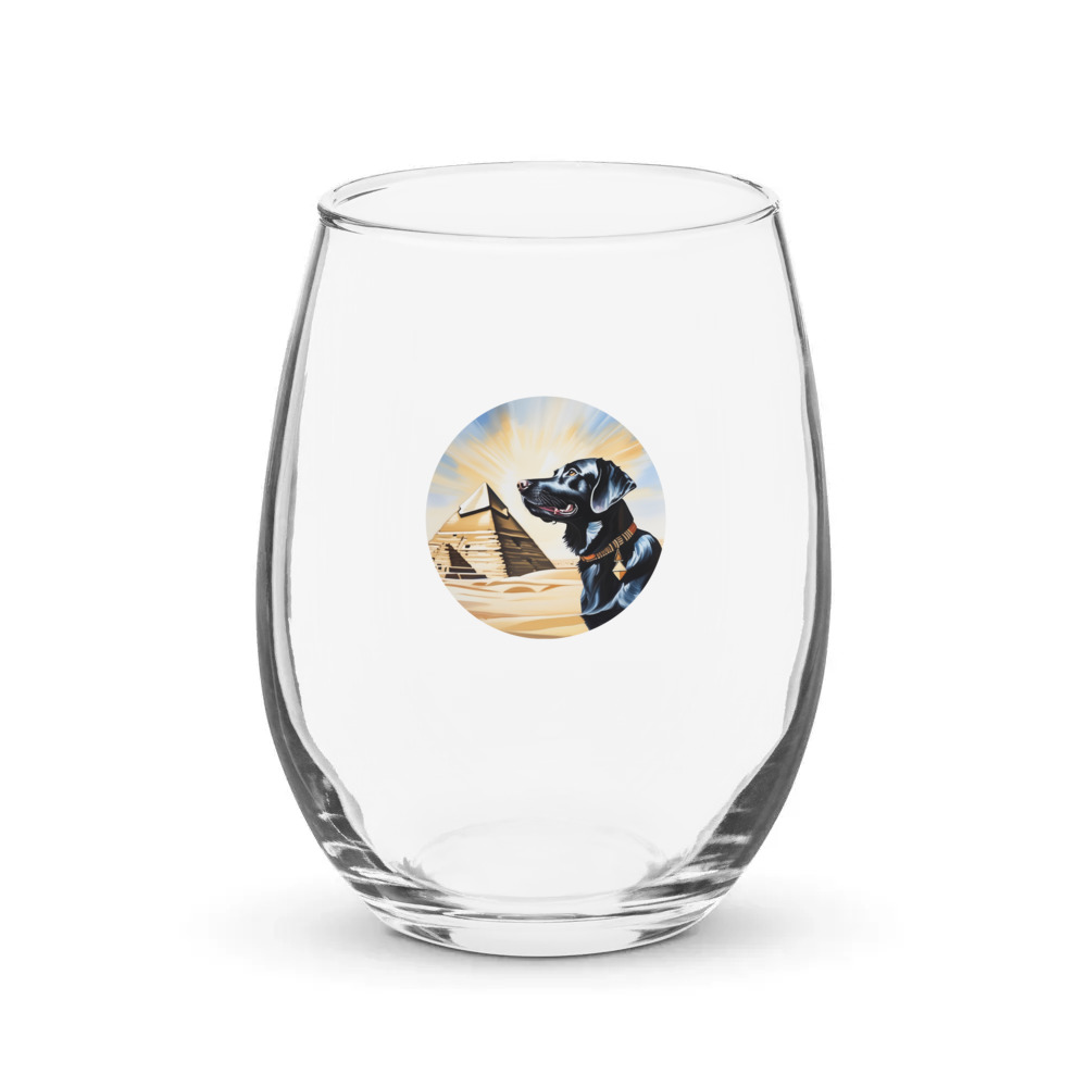 PugMug Custom Black Labrador Retriever Stemless Wine Glass