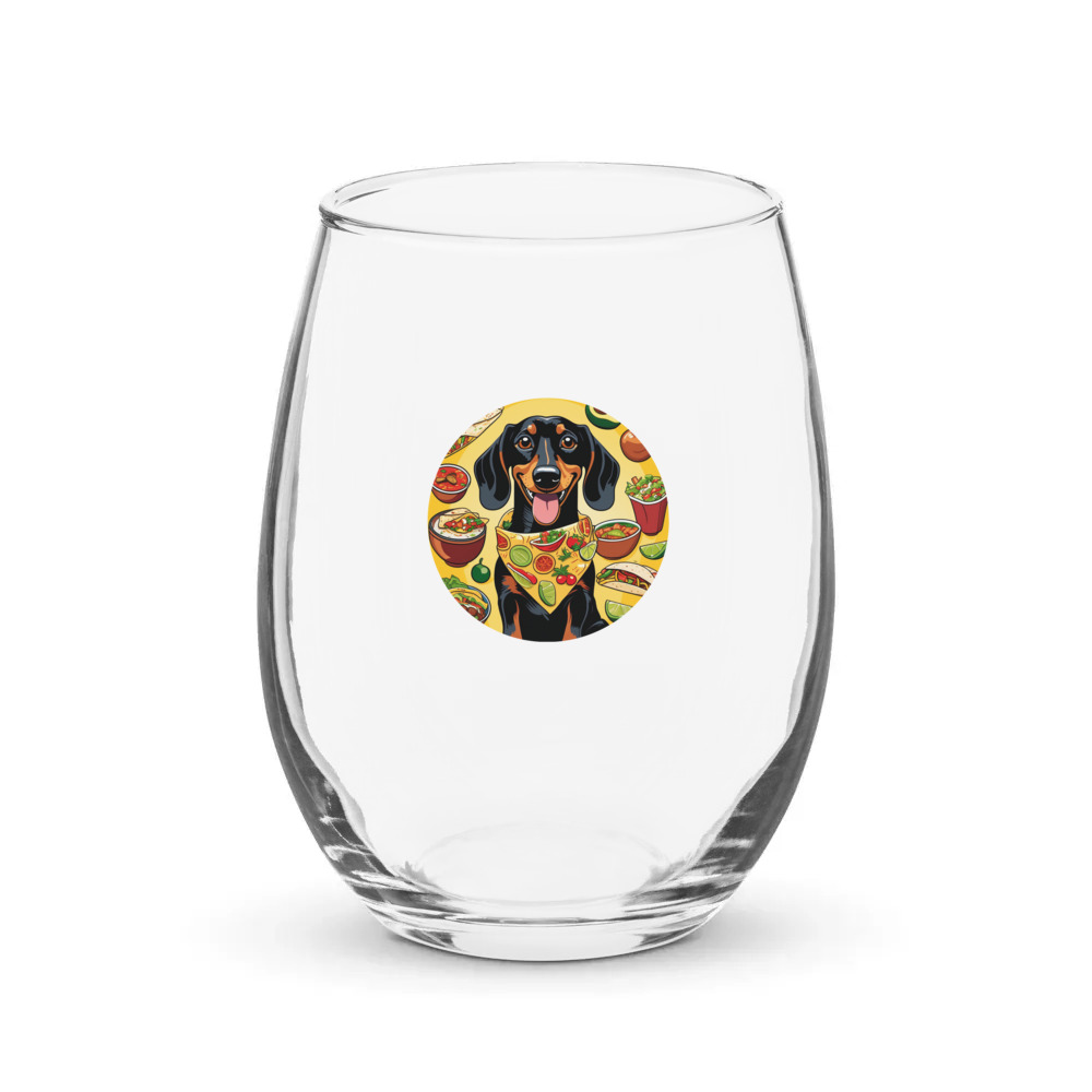 PugMug Custom Black Dachshund Stemless Wine Glass