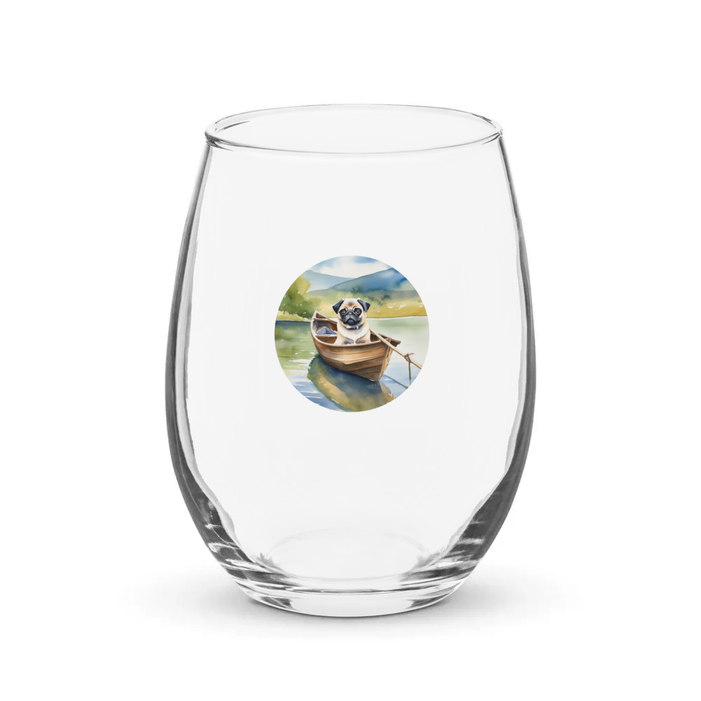 PugMug Custom Pug Stemless Wine Glass
