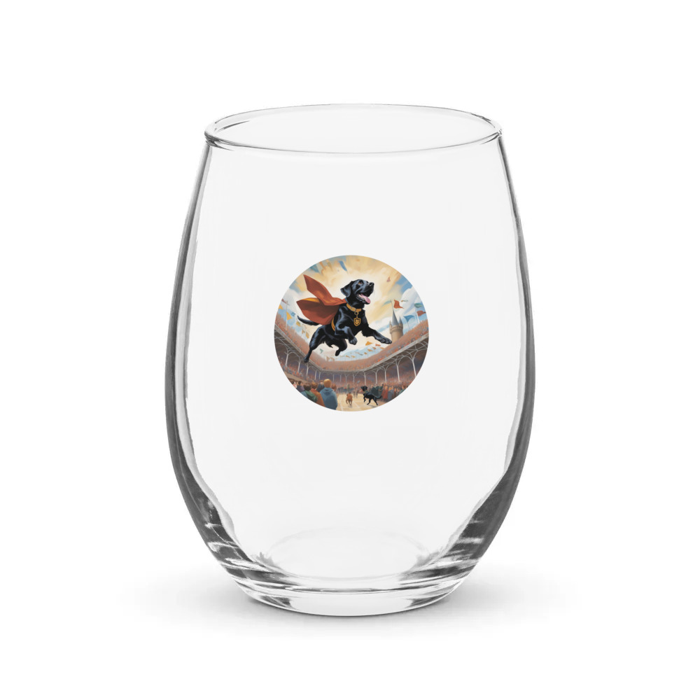PugMug Custom Black Labrador Retriever Stemless Wine Glass