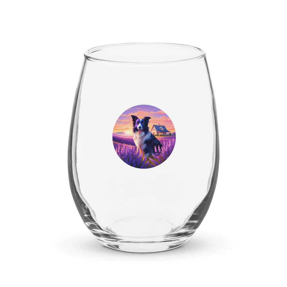 PugMug Custom Border Collie Stemless Wine Glass