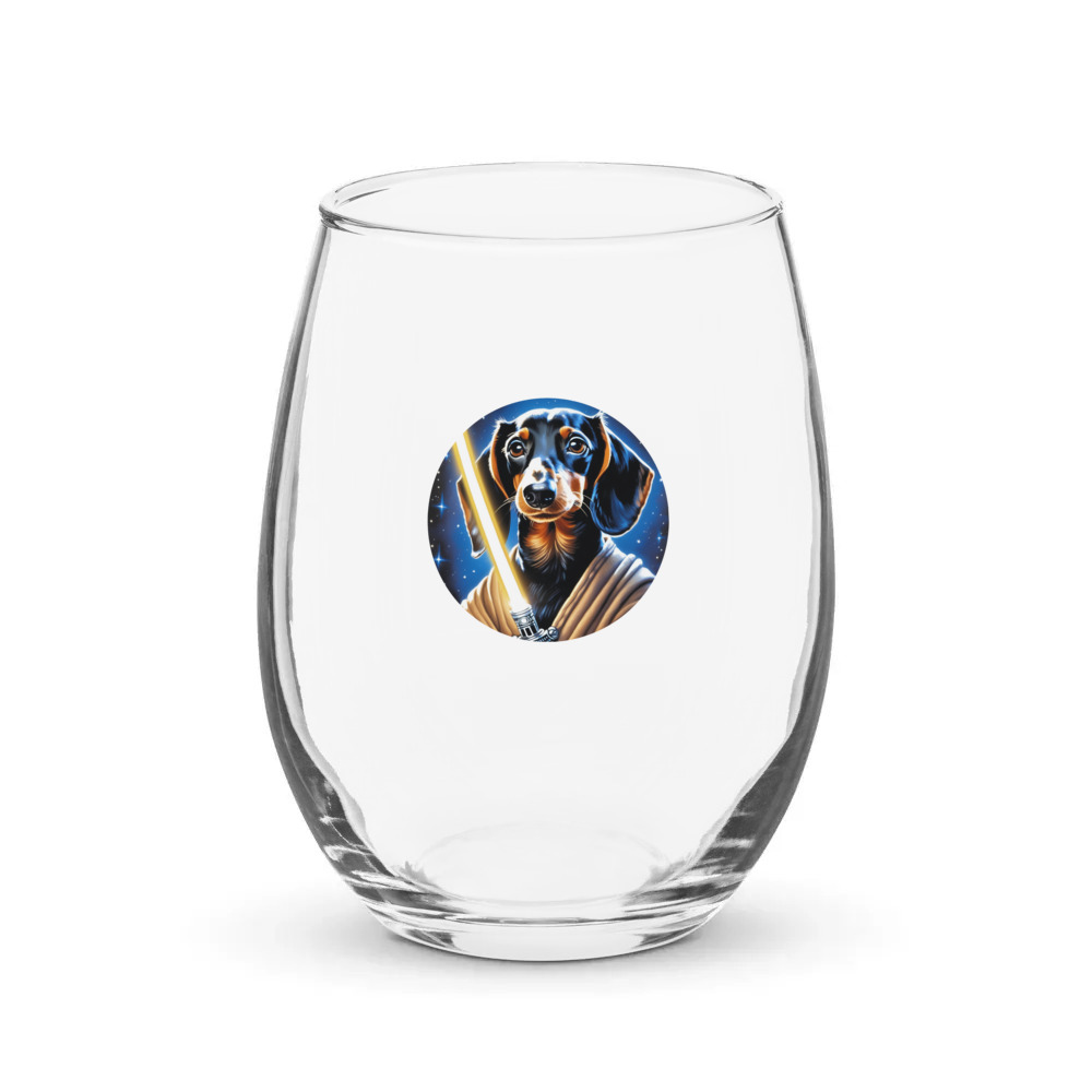 PugMug Custom Black Dachshund Stemless Wine Glass