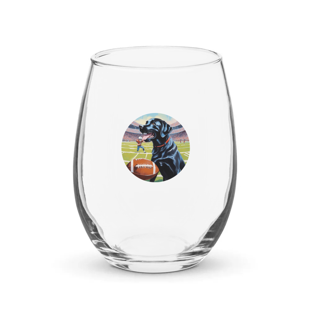 PugMug Custom Black Labrador Retriever Stemless Wine Glass