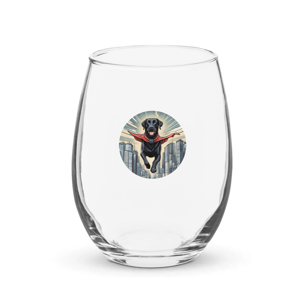 PugMug Custom Black Labrador Retriever Stemless Wine Glass