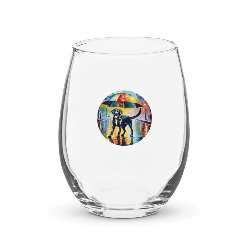 PugMug Custom Black Labrador Retriever Stemless Wine Glass