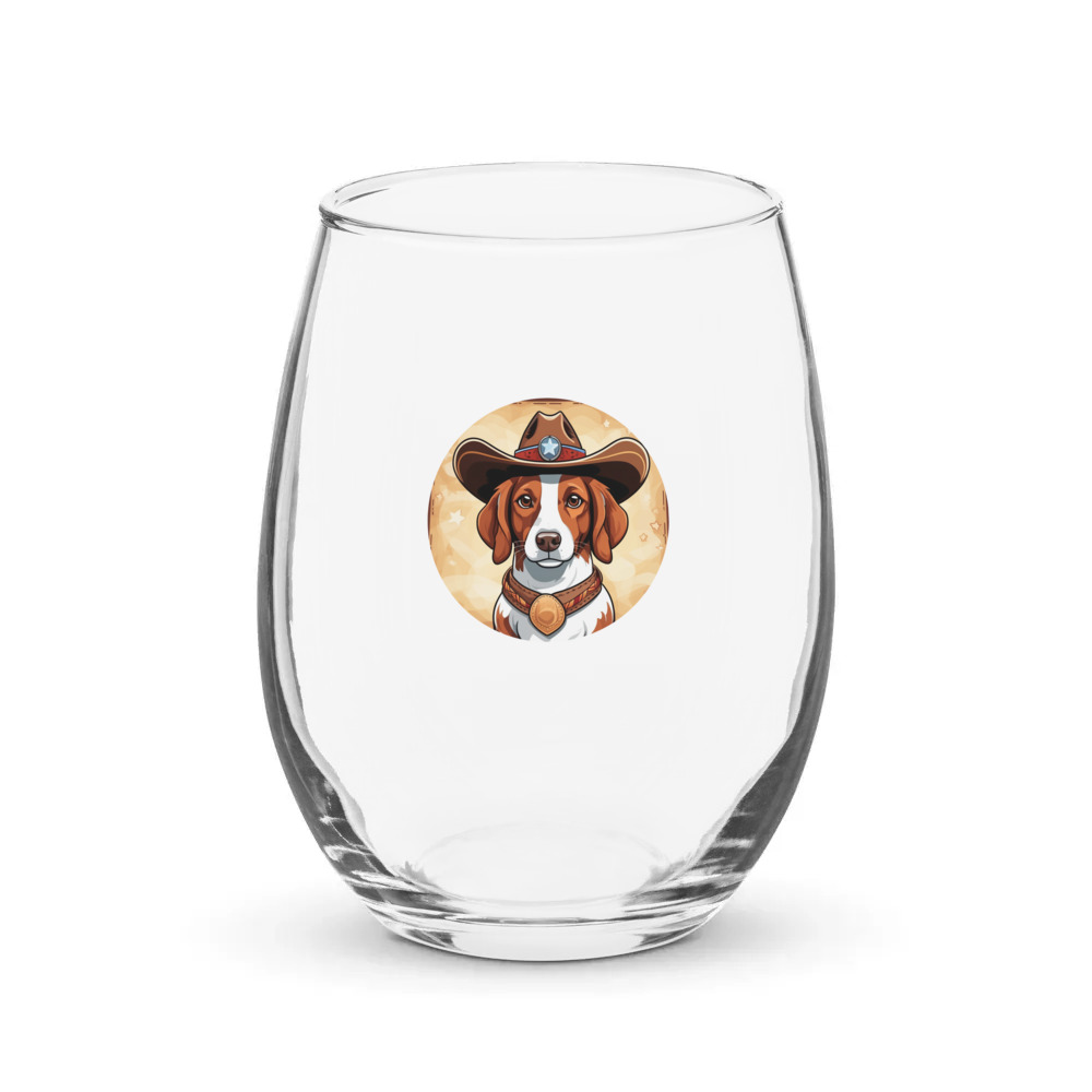 PugMug Custom Brittany Dog Stemless Wine Glass