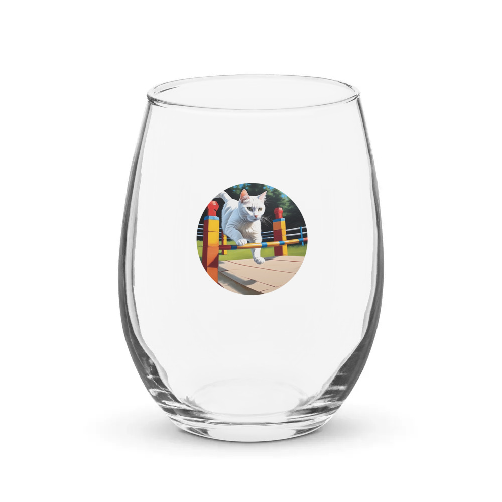 PugMug Custom White Companion Cat Stemless Wine Glass