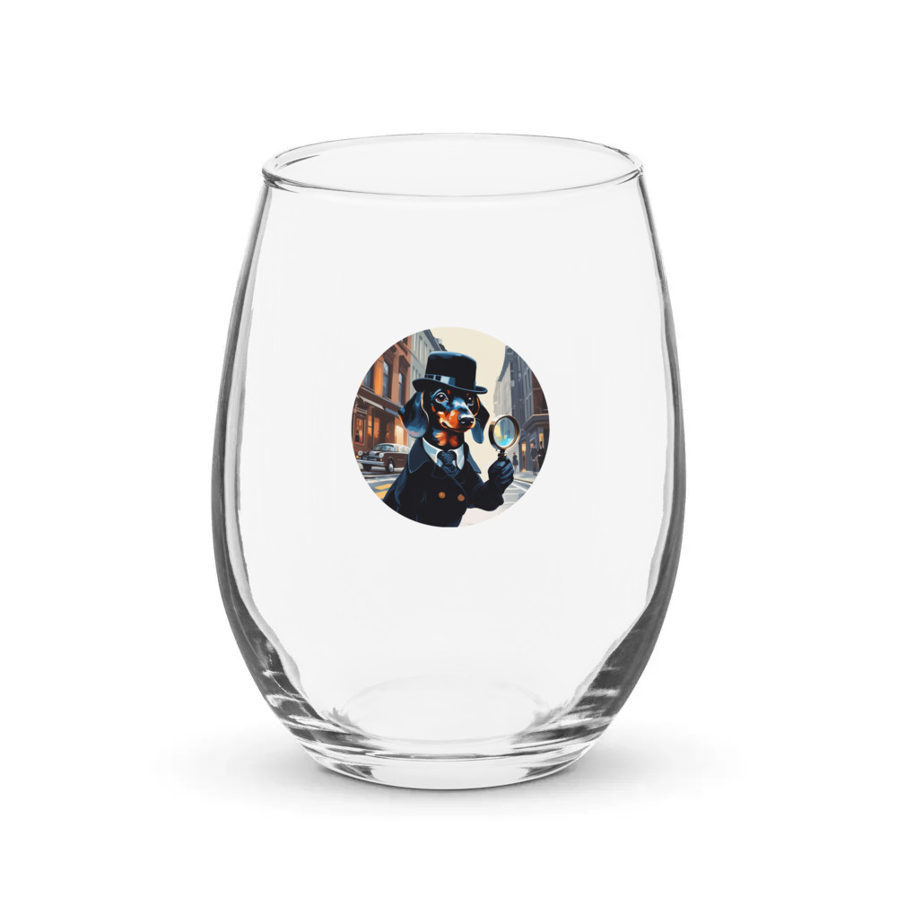 PugMug Custom Black Dachshund Stemless Wine Glass