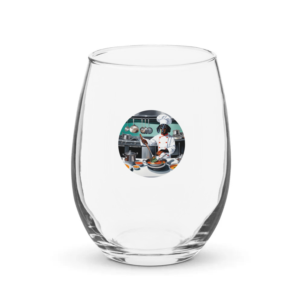 PugMug Custom Black Dachshund Stemless Wine Glass