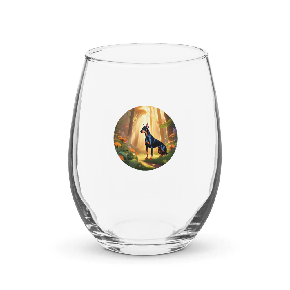 PugMug Custom Doberman Pinscher Stemless Wine Glass