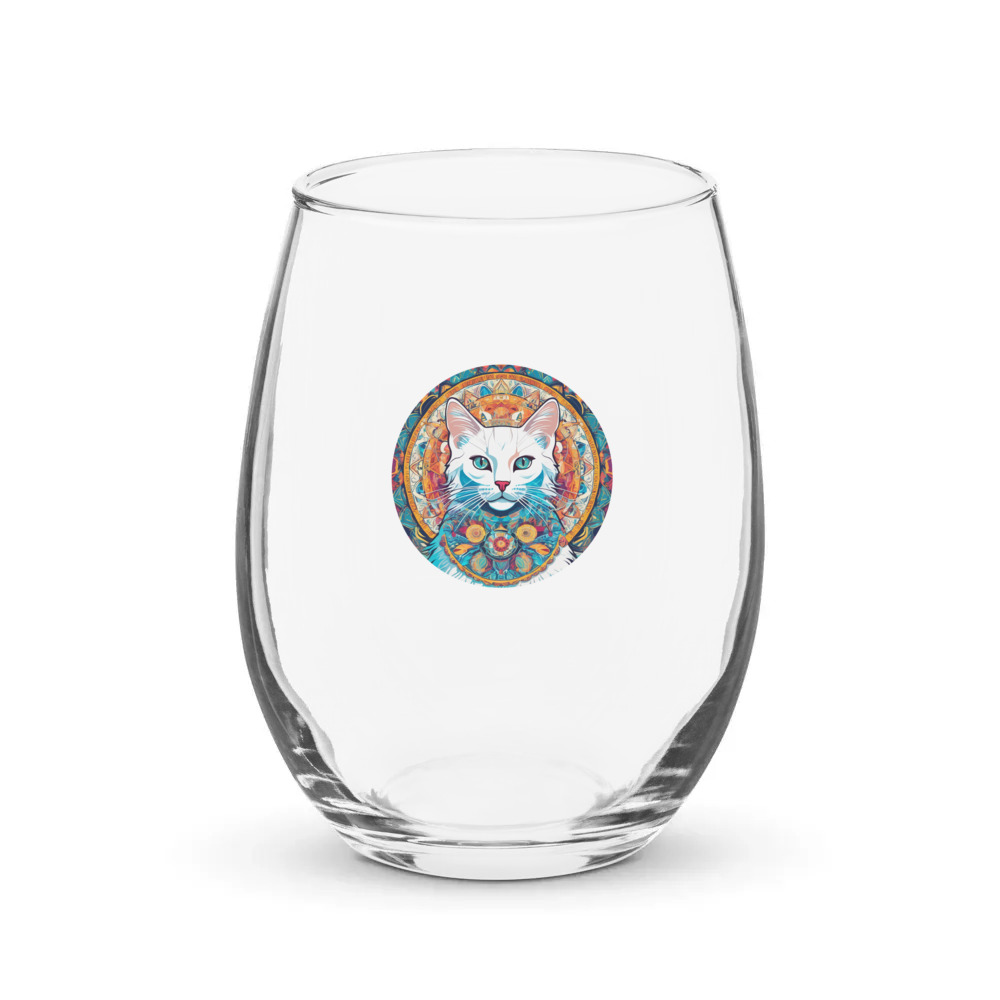 PugMug Custom White Companion Cat Stemless Wine Glass