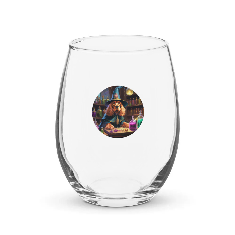 PugMug Custom Cocker Spaniel Stemless Wine Glass