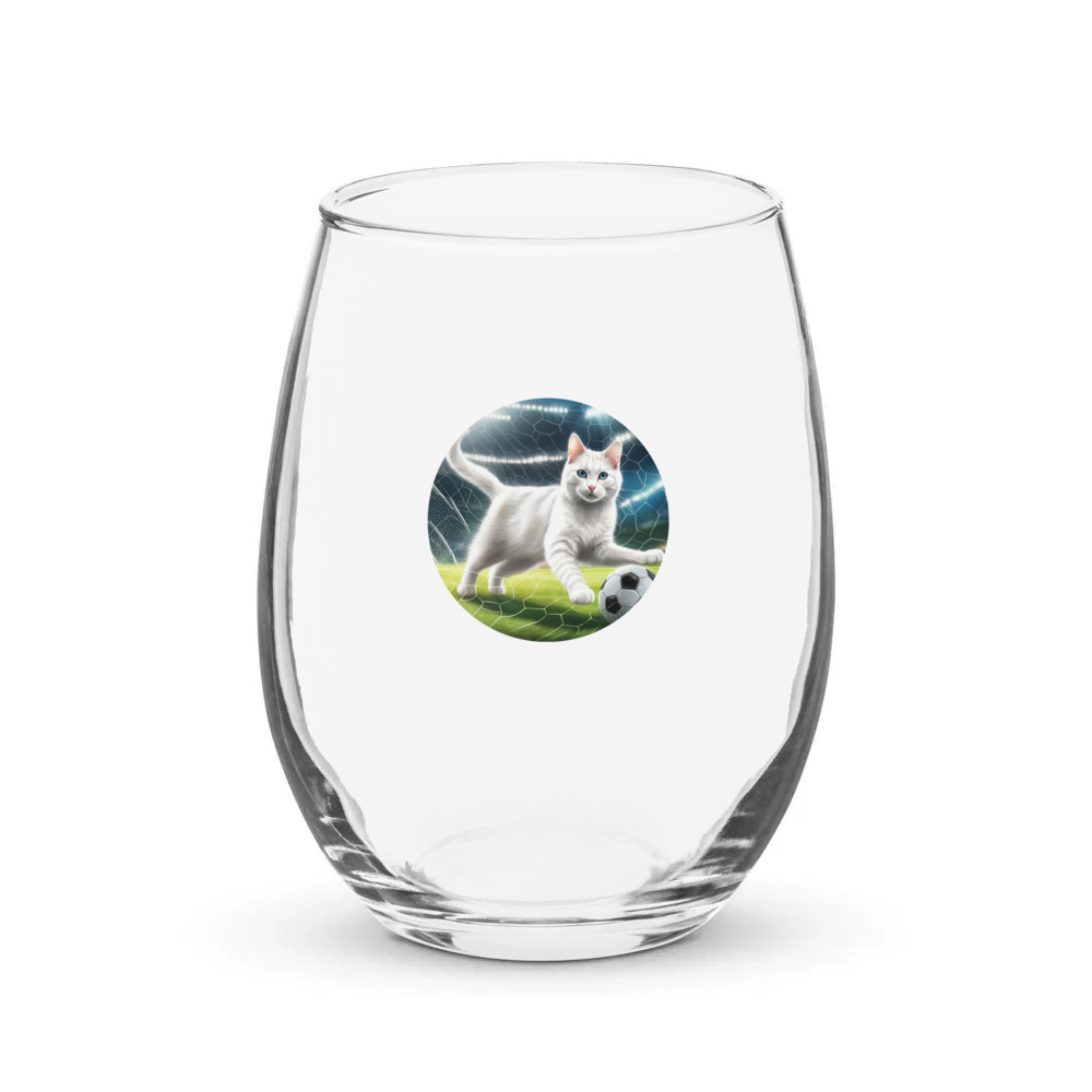 PugMug Custom White Companion Cat Stemless Wine Glass