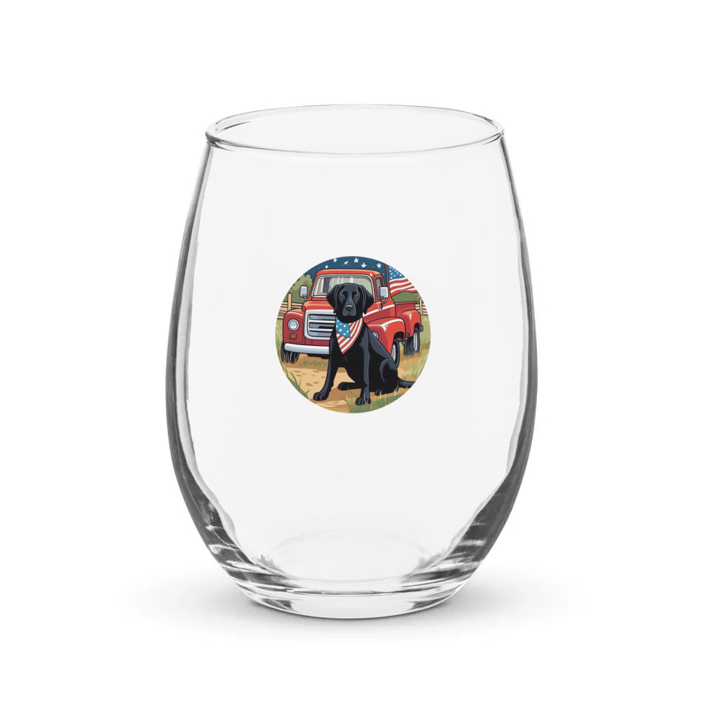 PugMug Custom Black Labrador Retriever Stemless Wine Glass