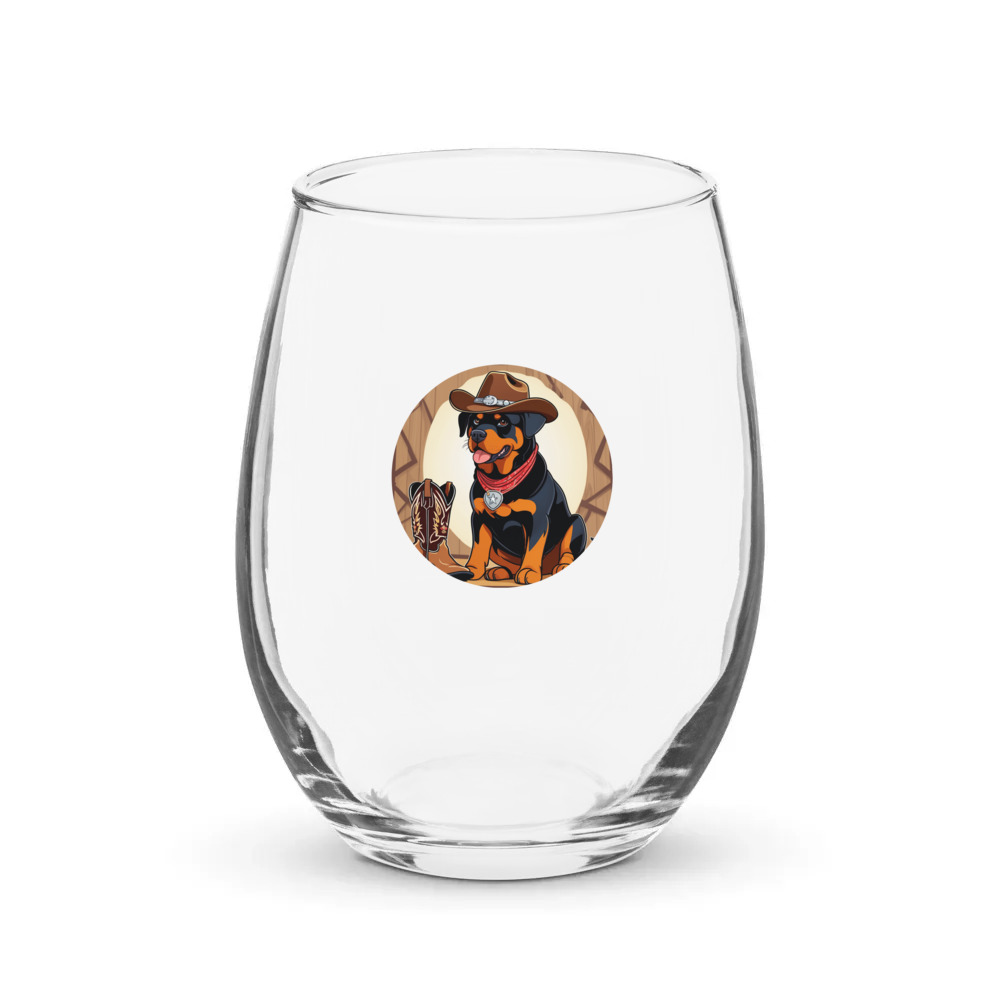 PugMug Custom Rottweiler Stemless Wine Glass