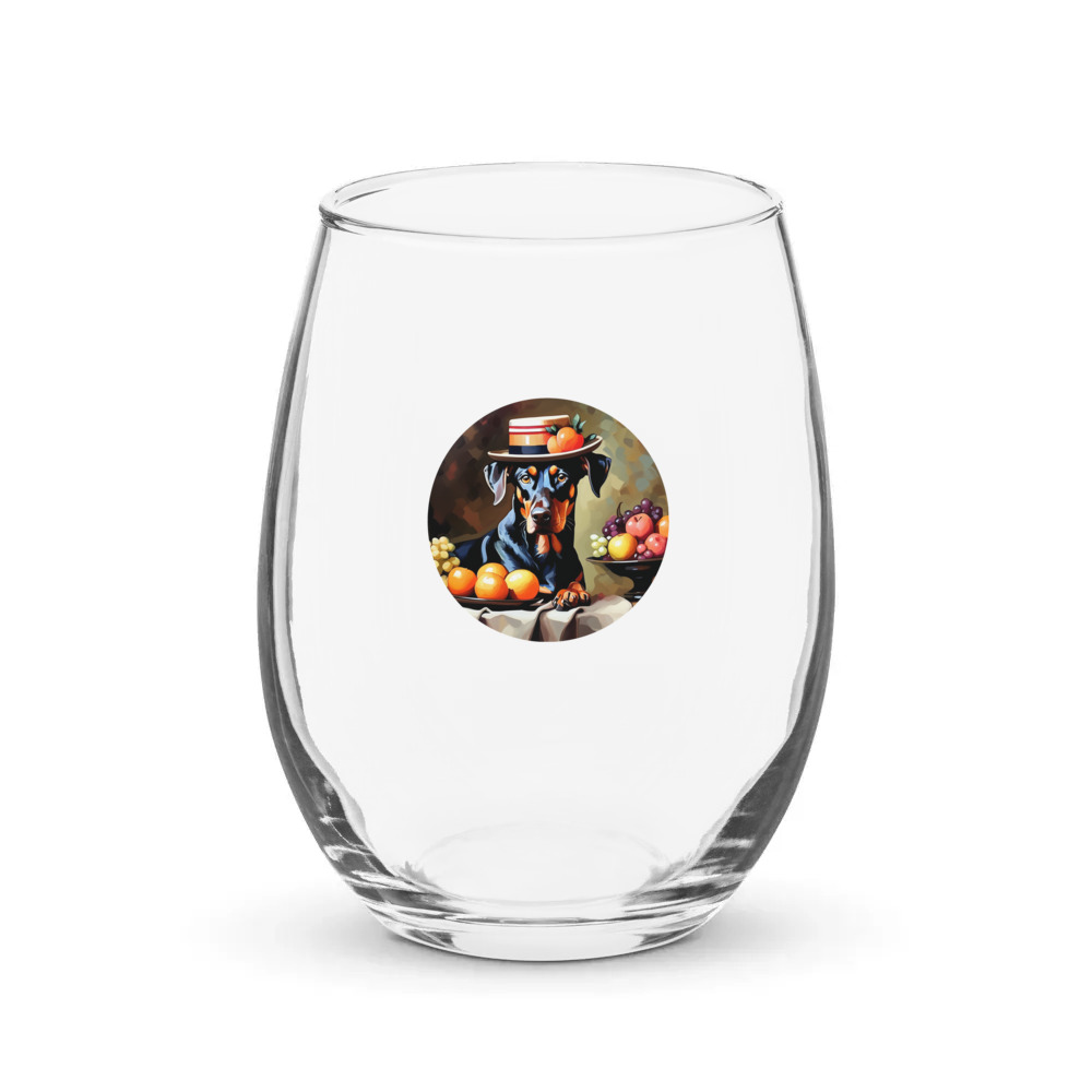 PugMug Custom Doberman Pinscher Stemless Wine Glass