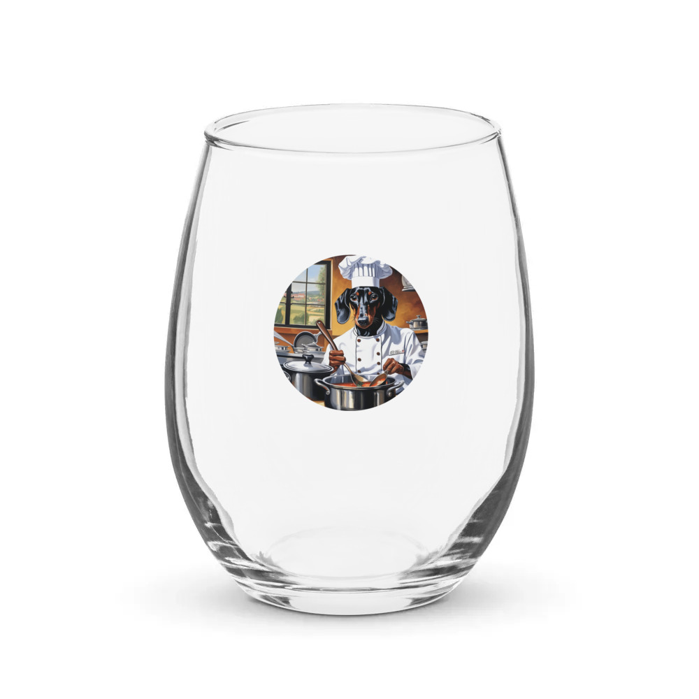 PugMug Custom Black Dachshund Stemless Wine Glass